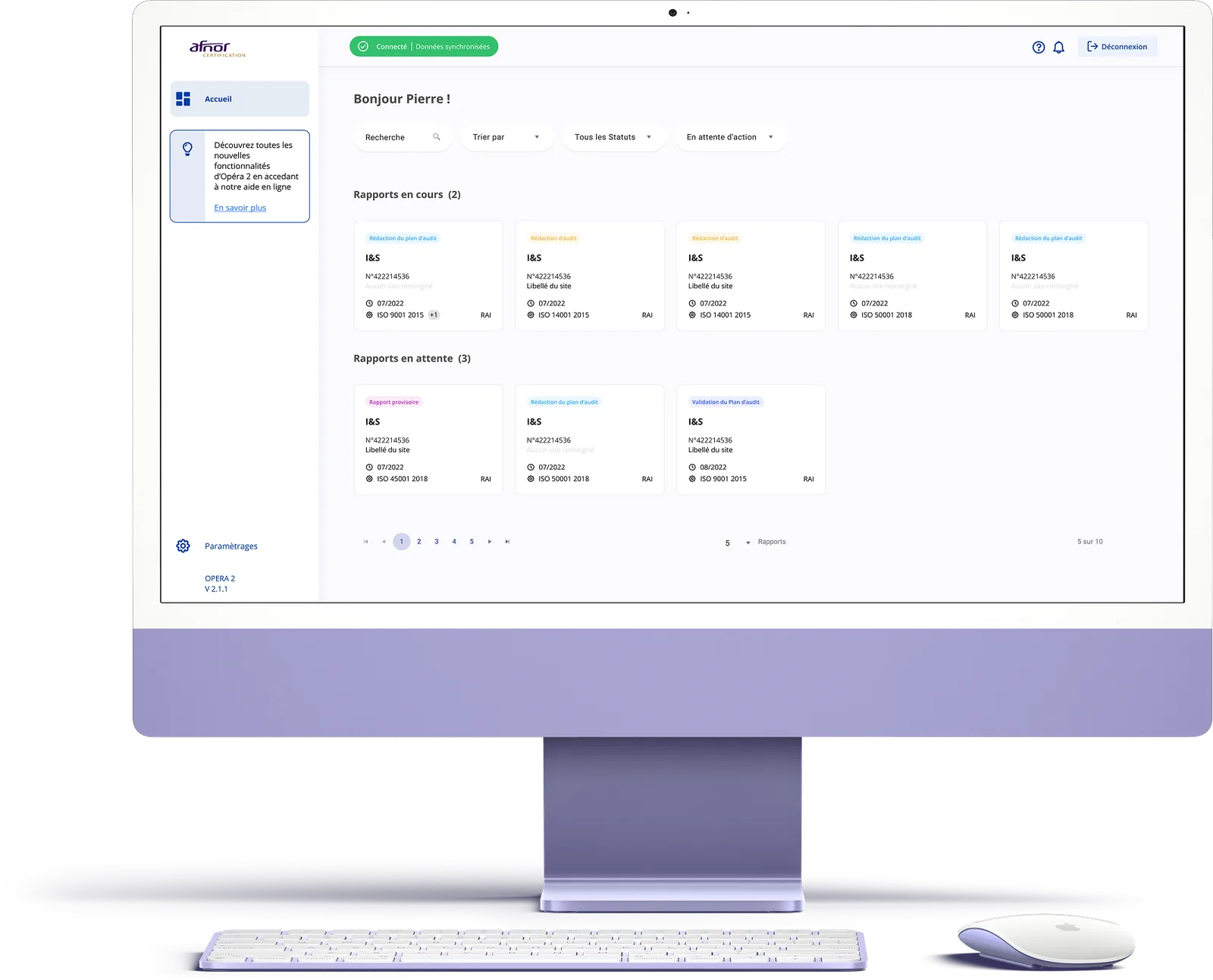 Interface de la plateforme Opéra 2