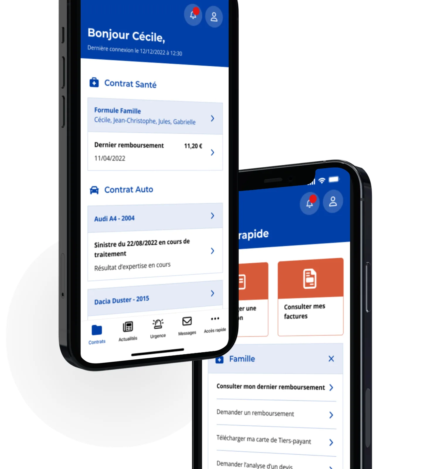 Mockups de l’application mobile MMA
