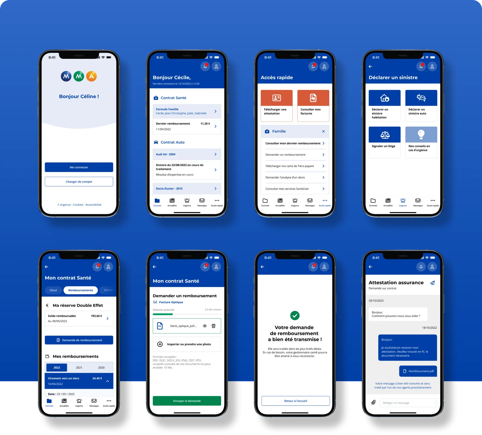 Interfaces finales de l’application MMA