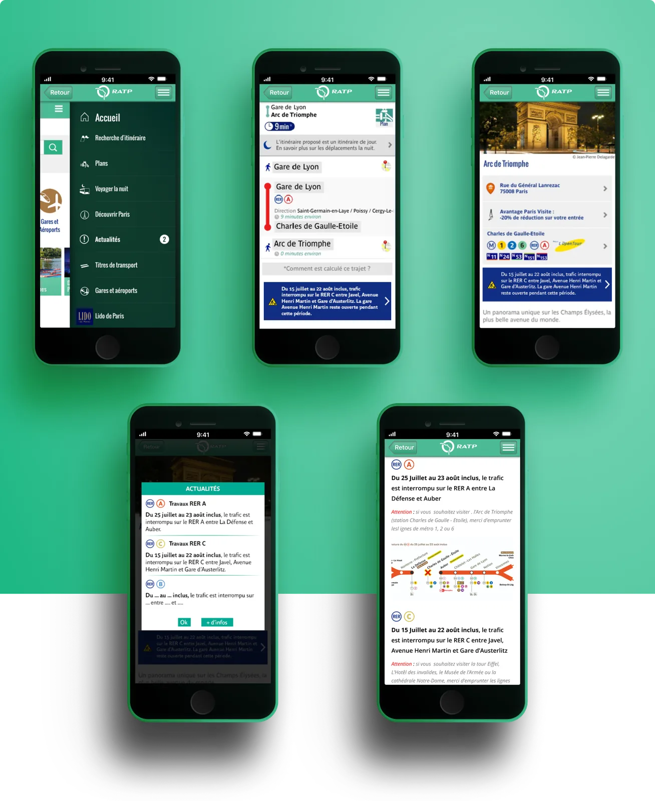 Écrans « Mes messages » de l’application Visiter Paris