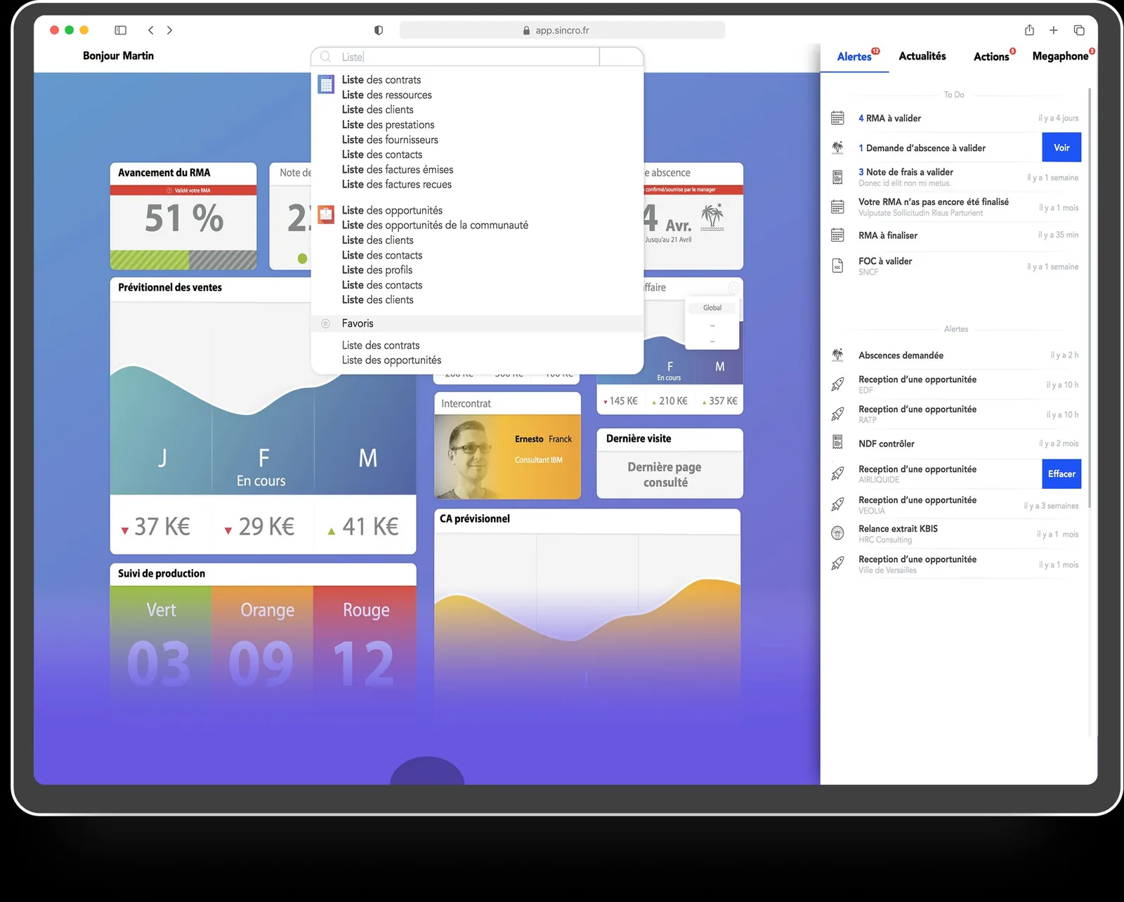 Dashboard Sincro
